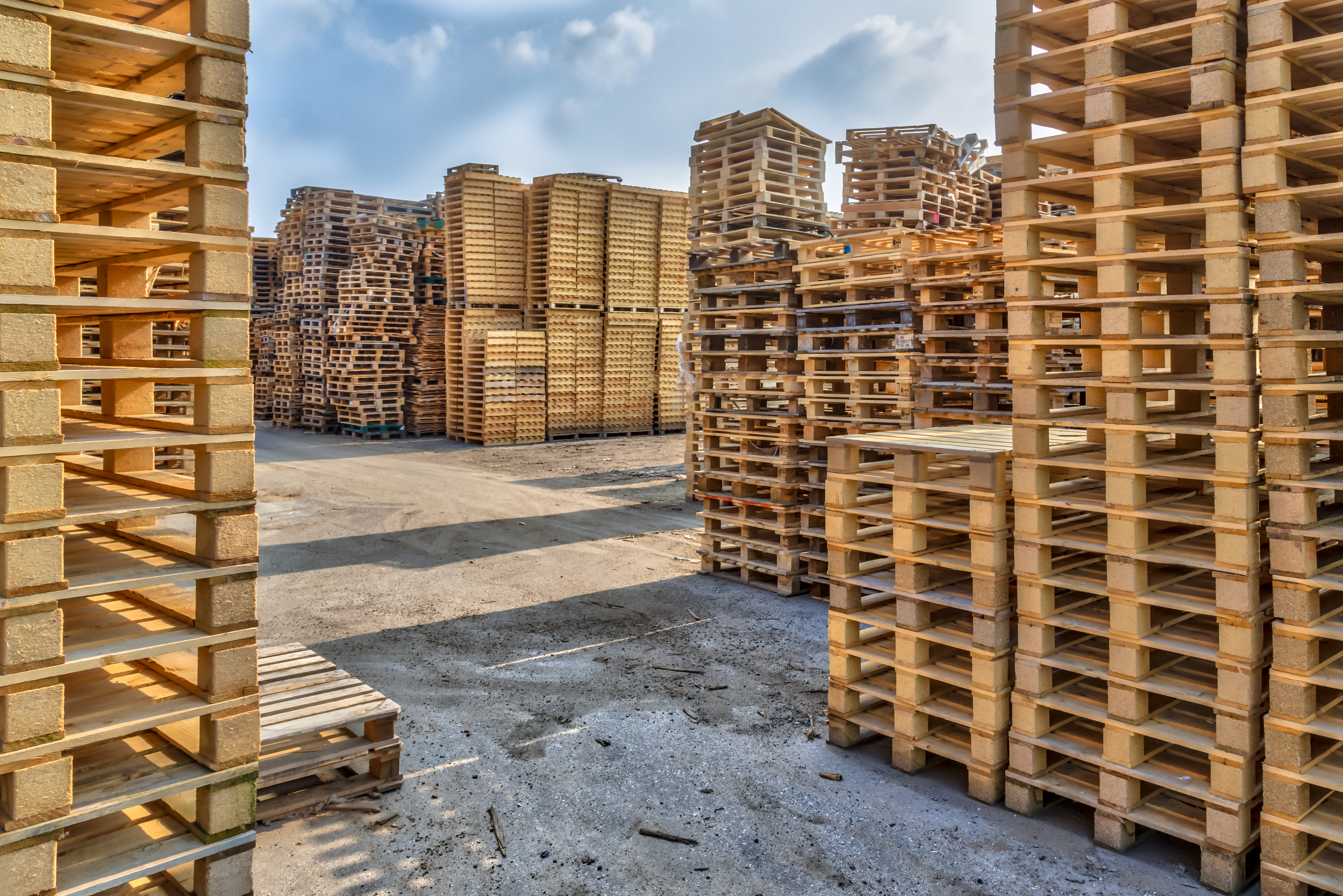 Huge piles of different type of pallet